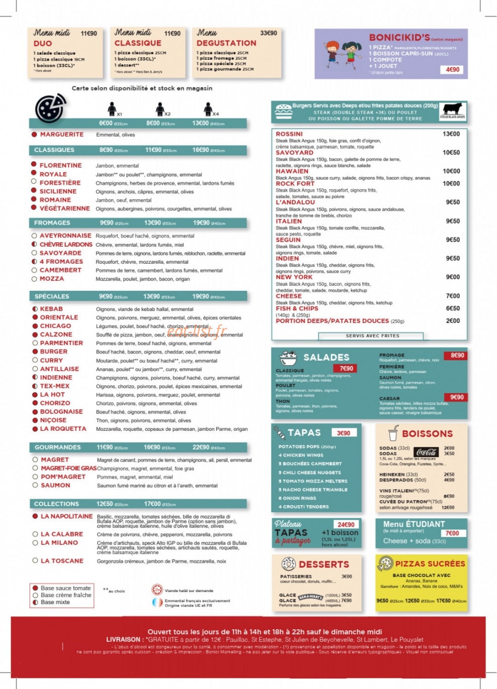 Pizza Bonici — carte page 1