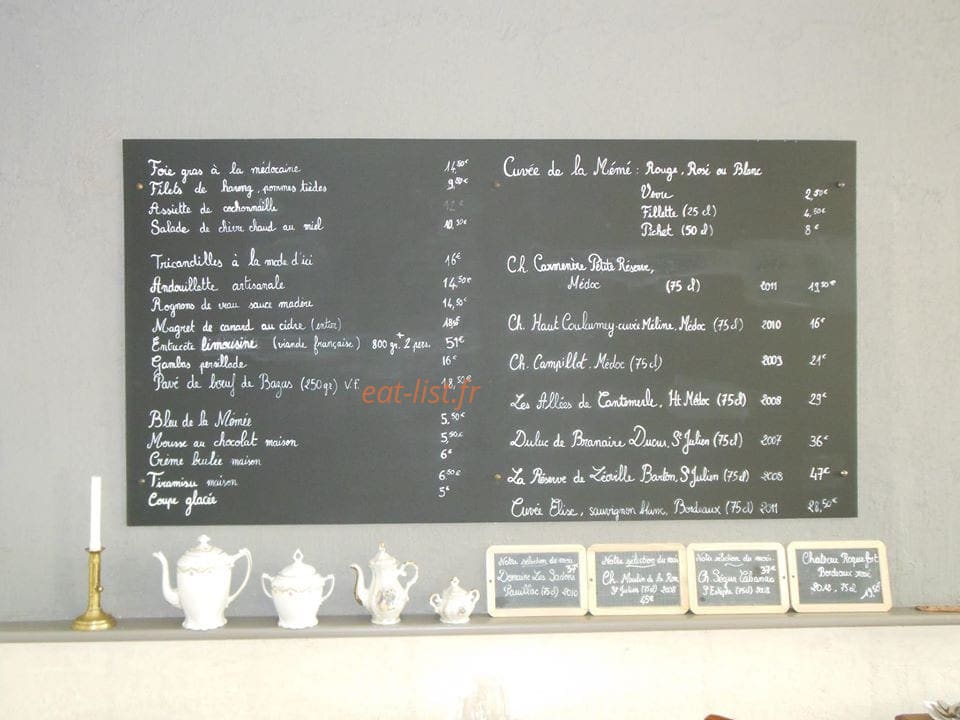 Bistrot chez mémé — carte page 1