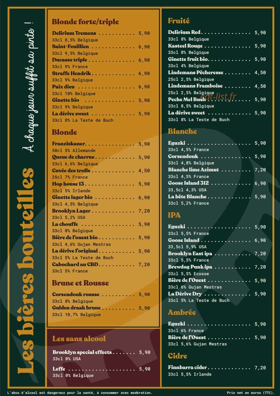 Angel's PUB — carte page 3