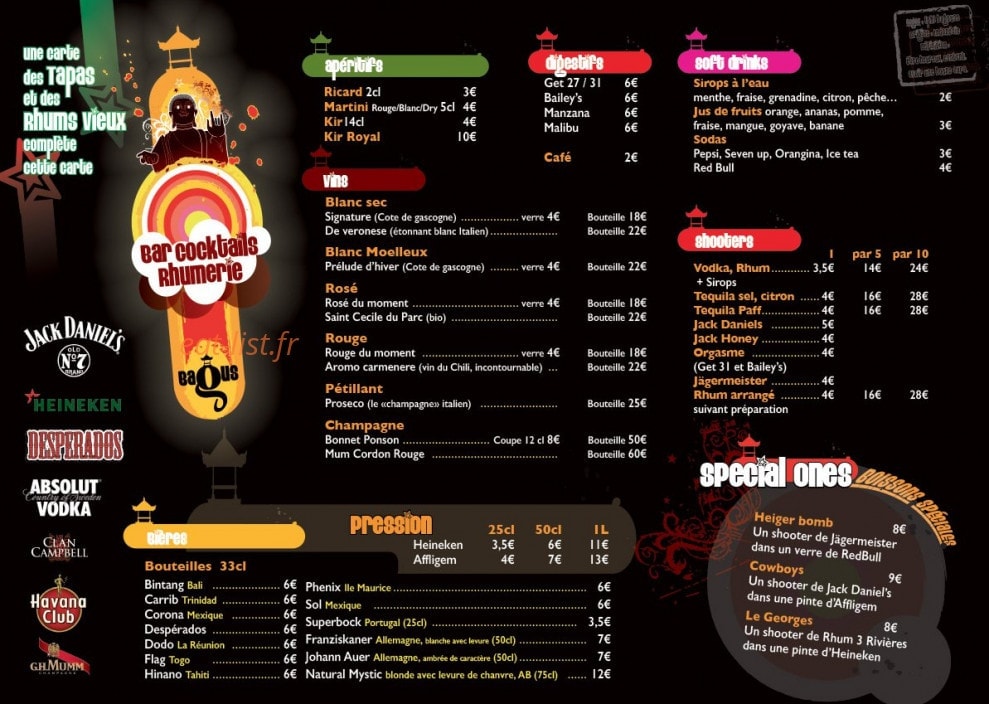 Bagus bar — carte page 2