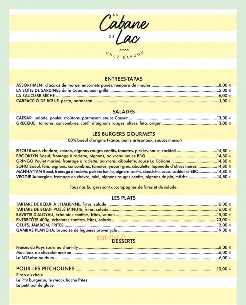 Chez Bardou — carte page 1
