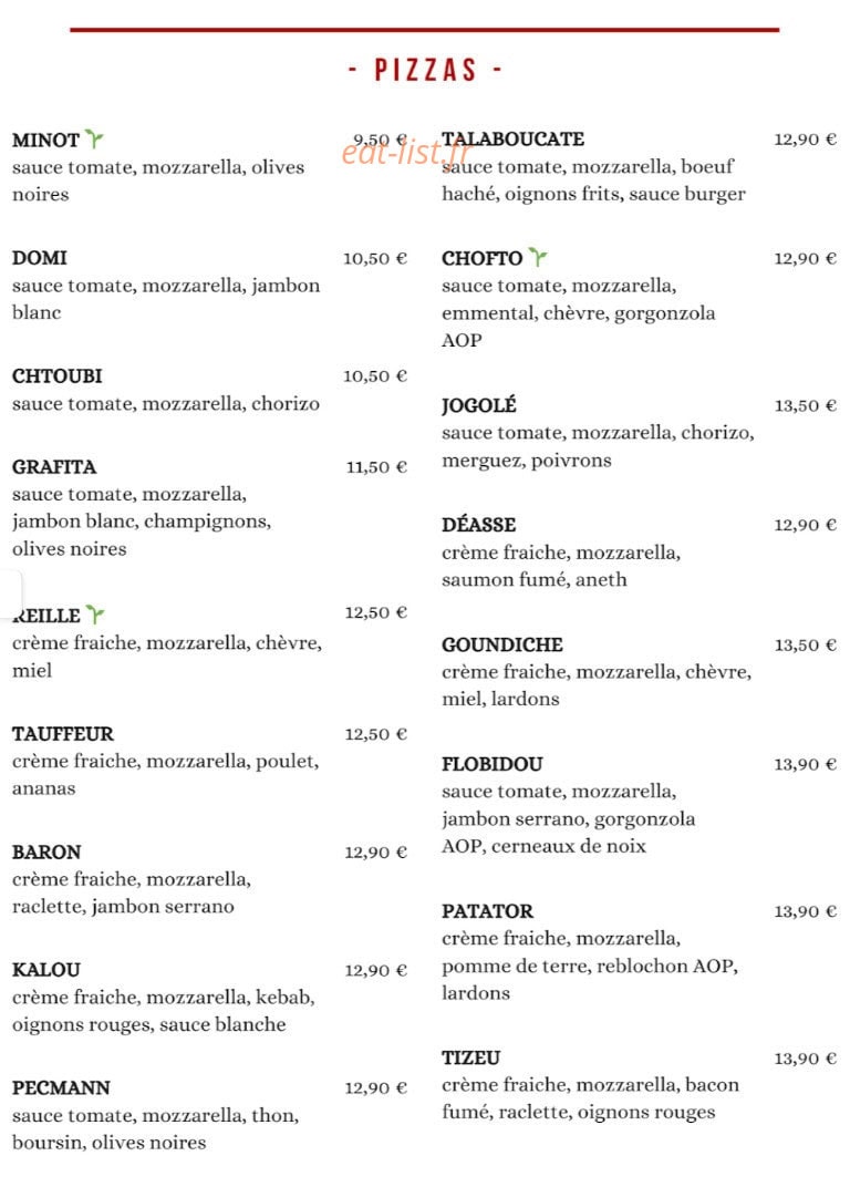 Eat rapizz’ — carte page 2