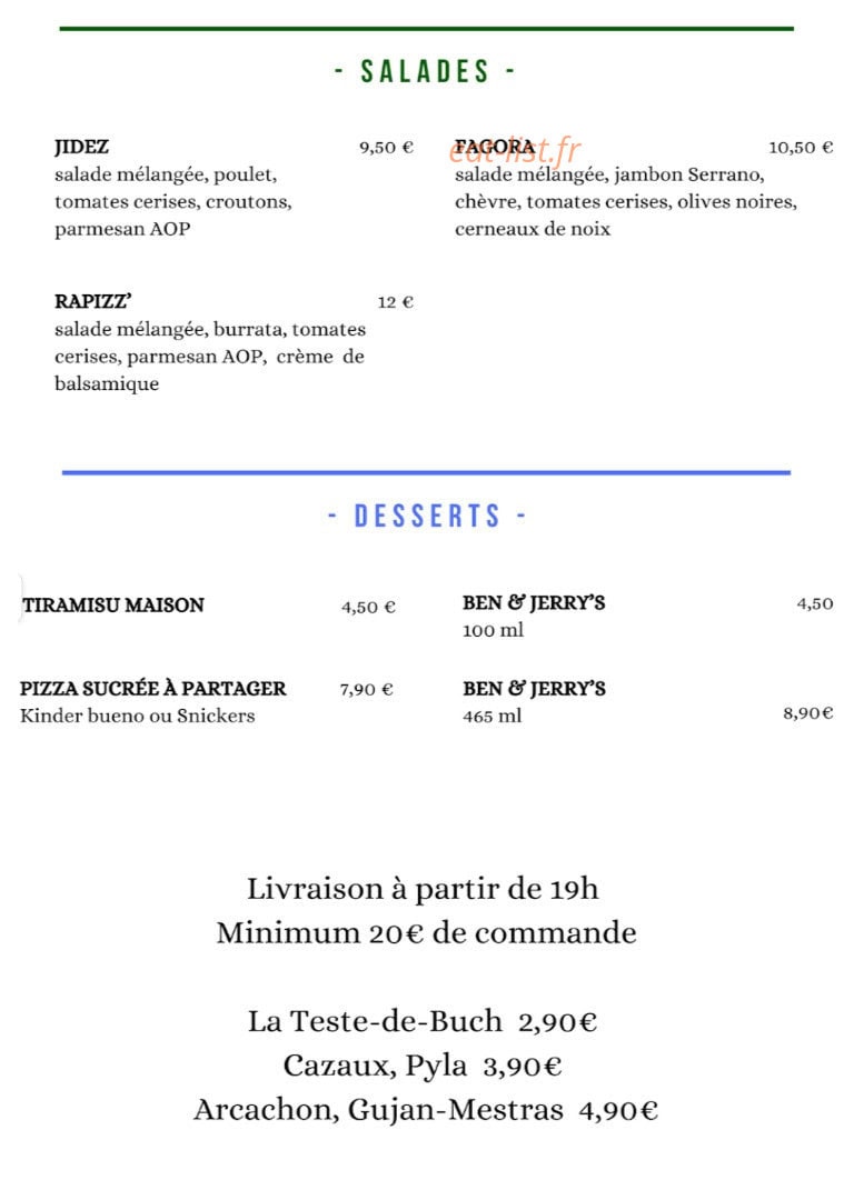 Eat rapizz’ — carte page 4