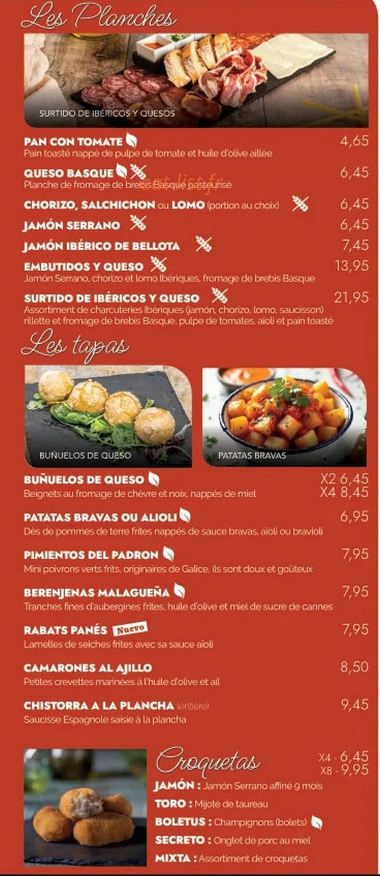 La brasserie Tapería — carte page 1