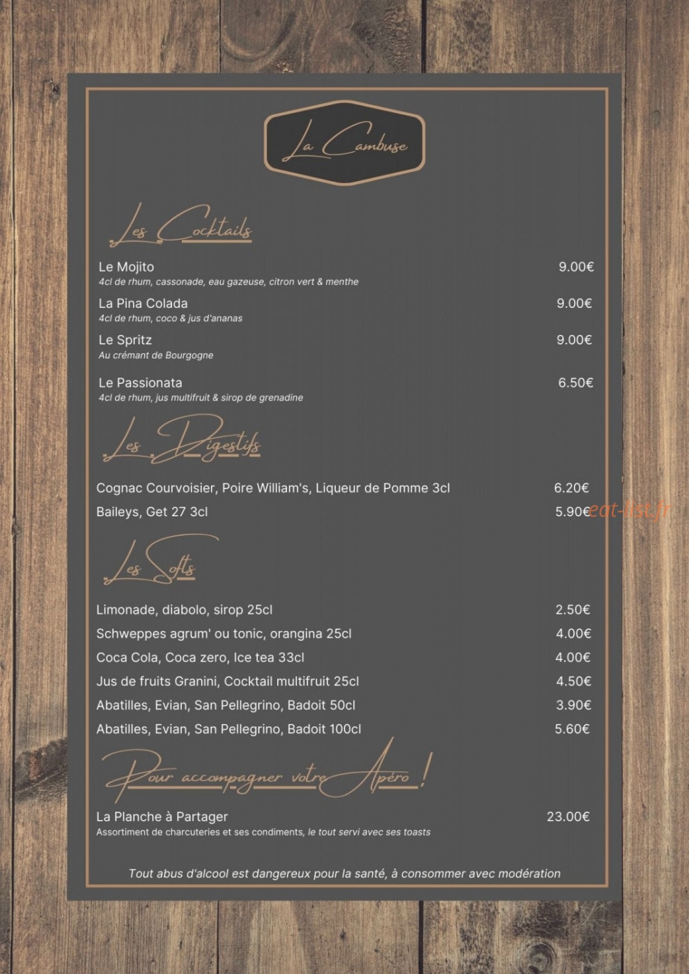 La Cambuse du Bassin — carte page 8