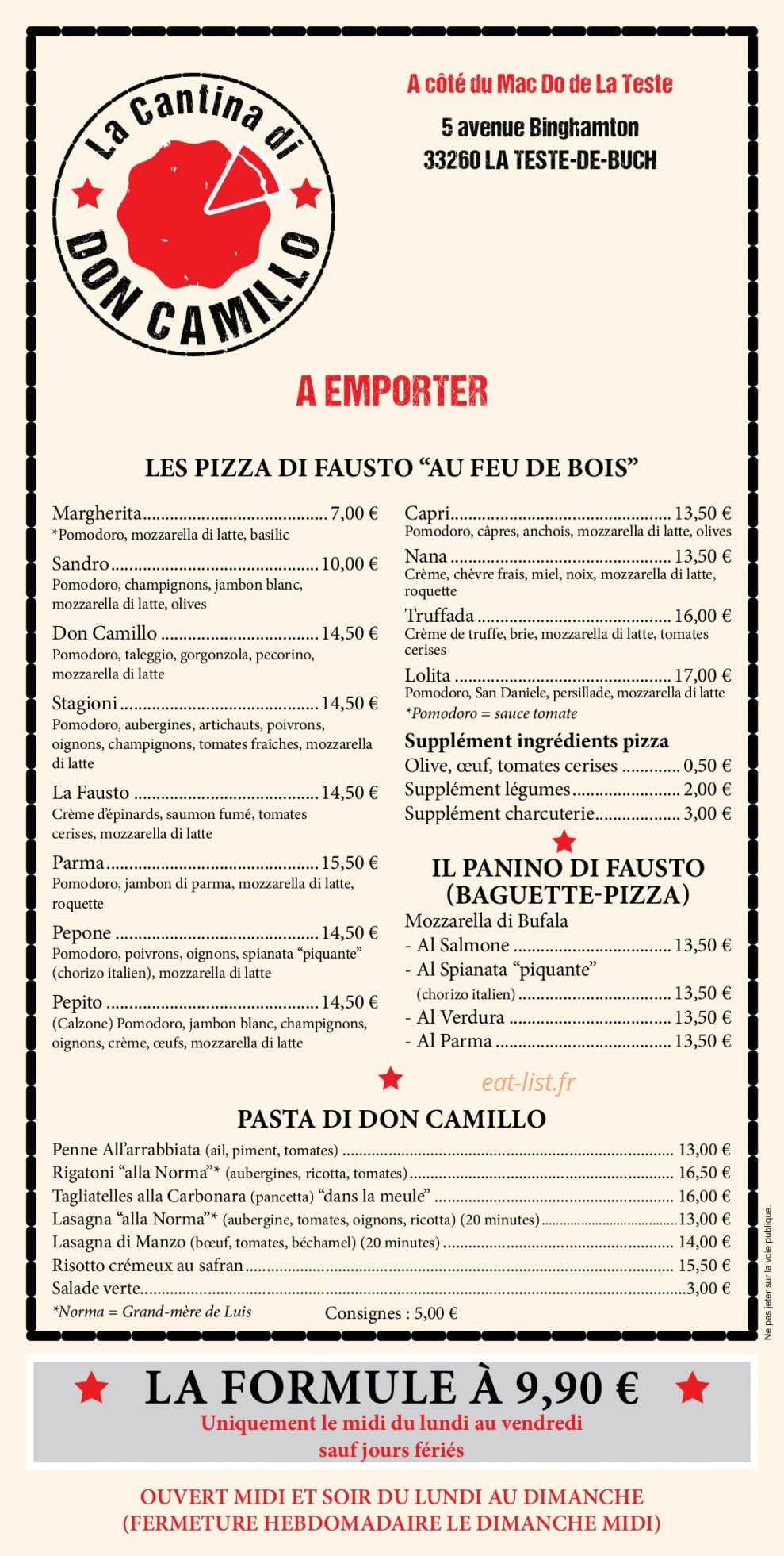 La Cantina di Don Camillo — carte page 1