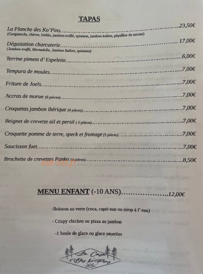 La Casa des Ko' Pins — carte page 3