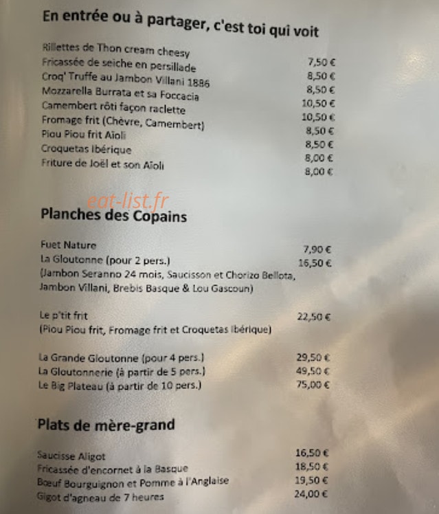 La gloutonne — carte page 1