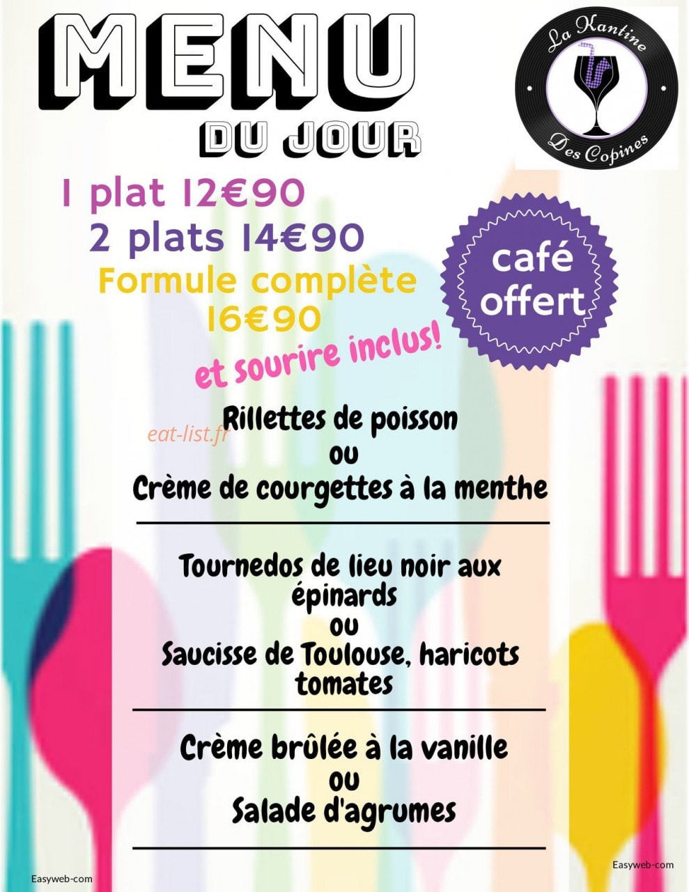 La Kantine Des Copines — carte page 1
