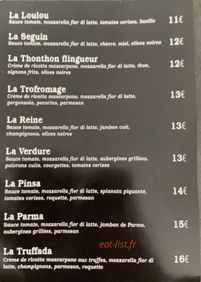 La Pinsa — carte page 2
