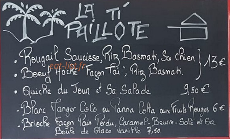 La Ti Paillote — carte page 1