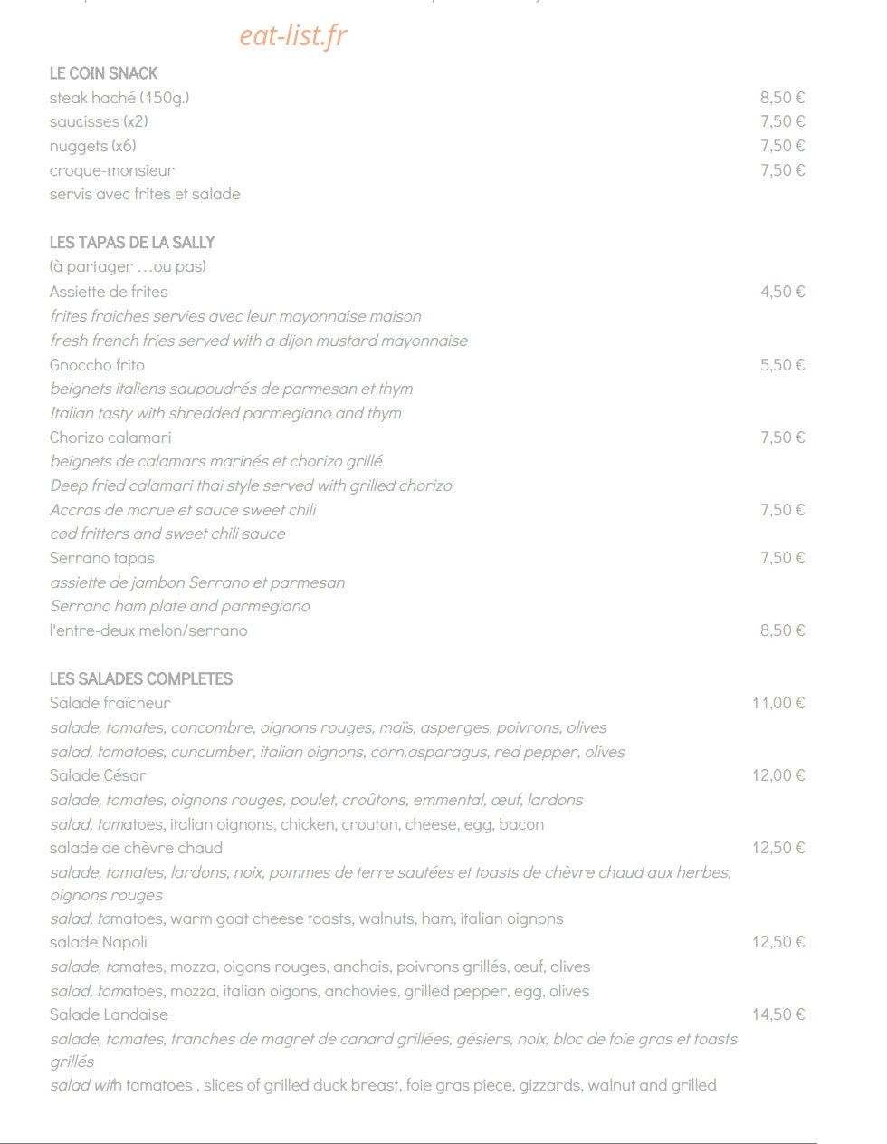 Le Sally — carte page 1