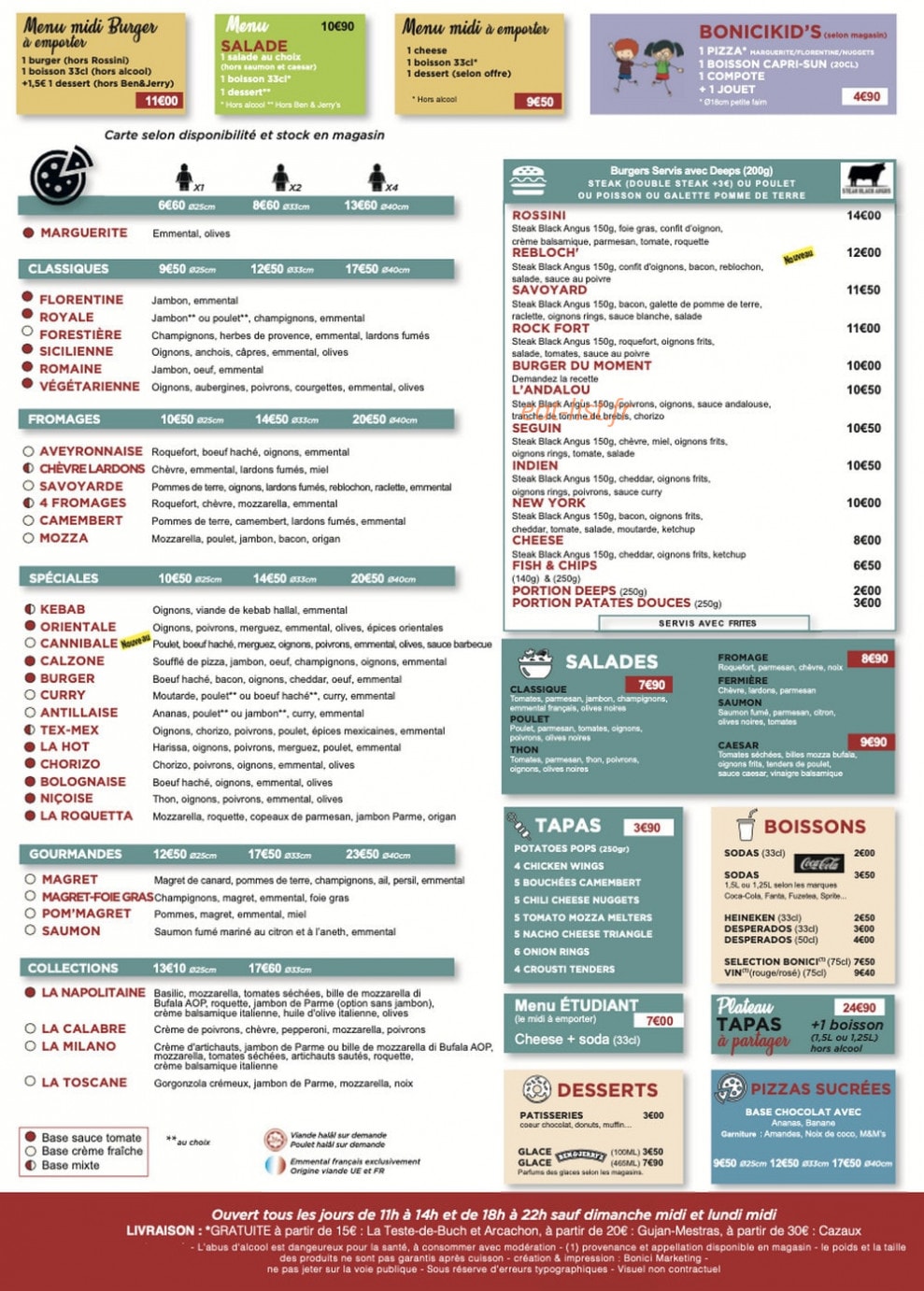 Pizza Bonici — carte page 1