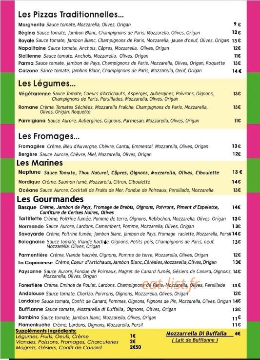 Pizzéria La Romane — carte page 2
