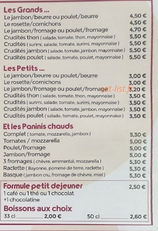 Sandwicherie Xxl — carte page 4