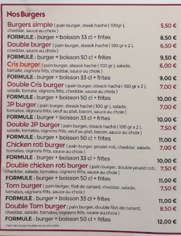 Sandwicherie Xxl — carte page 2