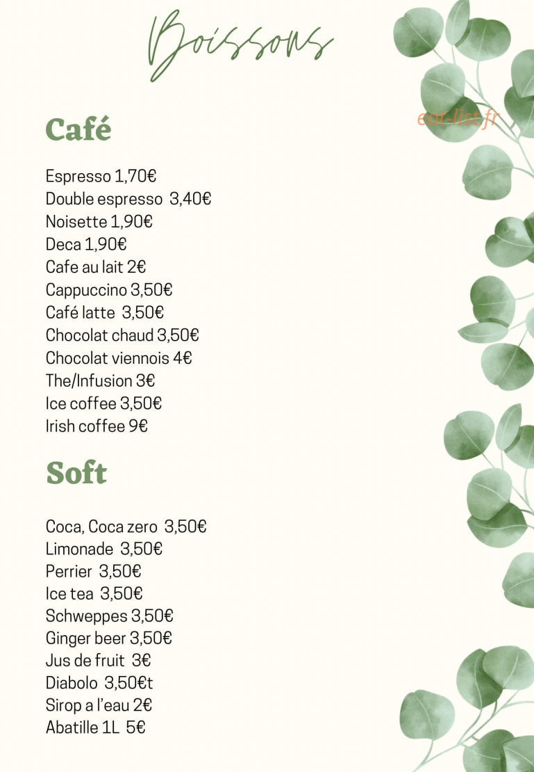 Tekoa Café — carte page 2