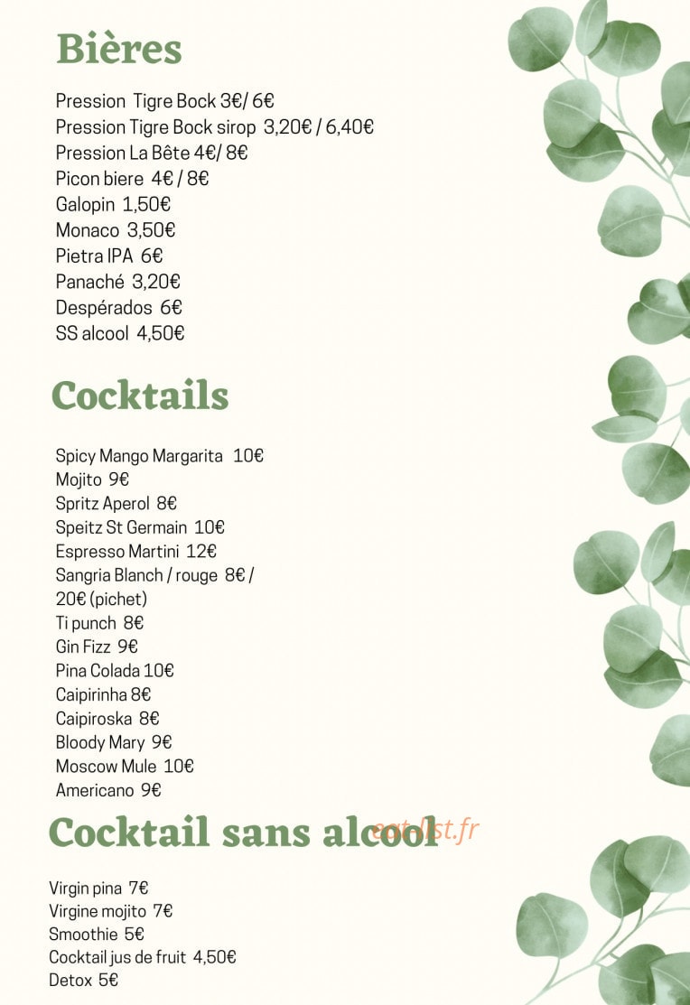Tekoa Café — carte page 3