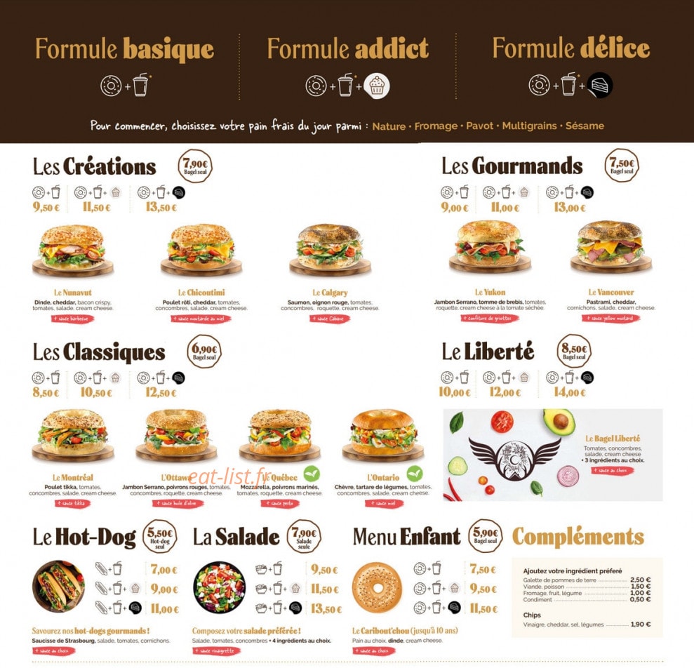 La Cabane à Bagels — carte page 1