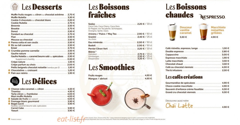 La Cabane à Bagels — carte page 2