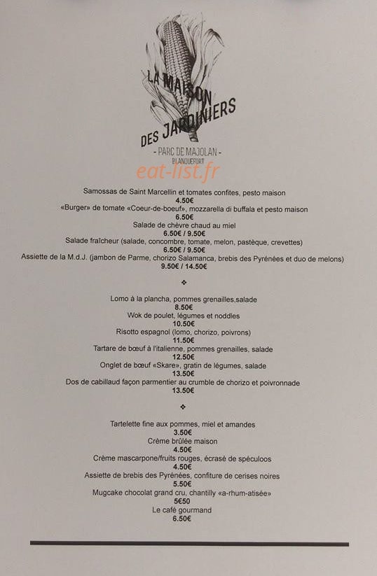 La Maison des Jardiniers — carte page 1