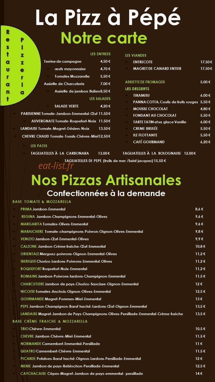 La Pizz À Pépé — carte page 1