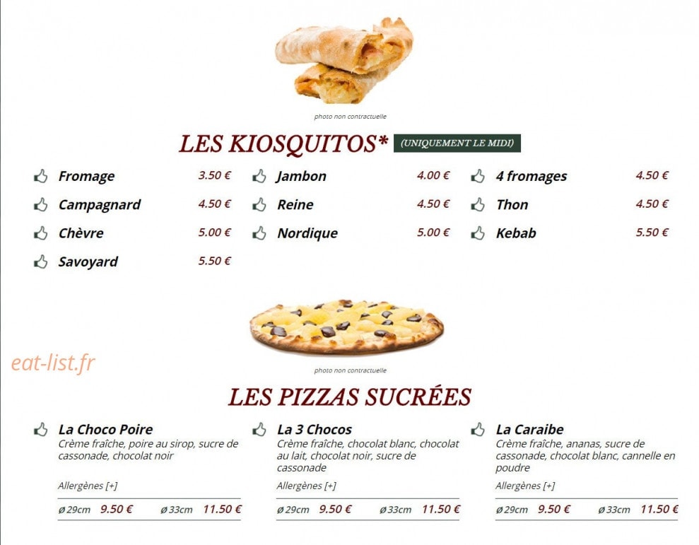 Le Kiosque à Pizzas — carte page 4