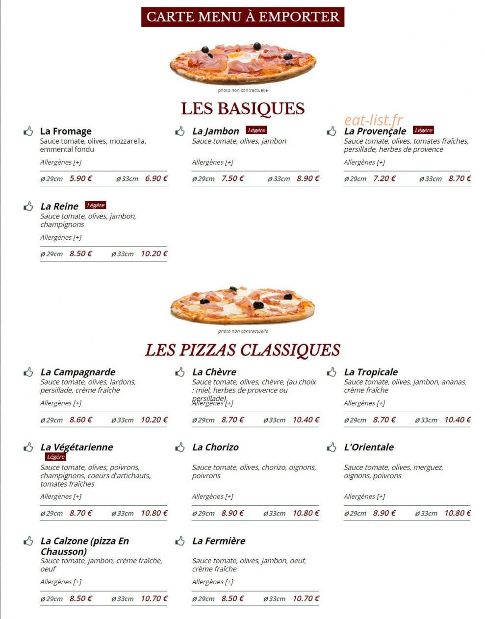 Le Kiosque à Pizzas — carte page 1