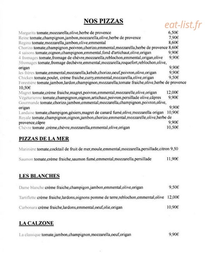 Les frères pizza — carte page 2