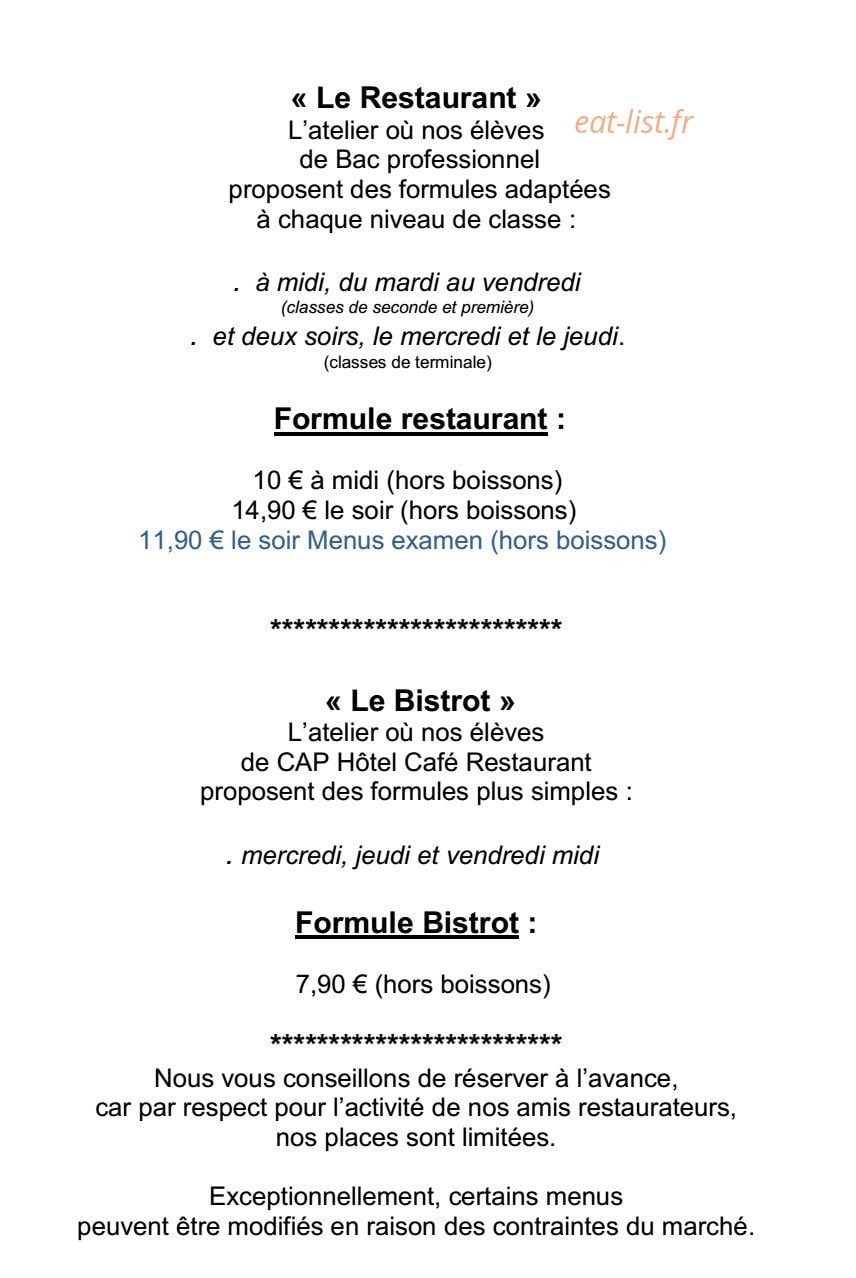 Lycée Hôtelier saint Michel — carte page 2