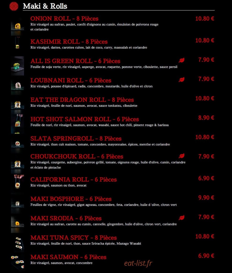 Makizu Store — carte page 1