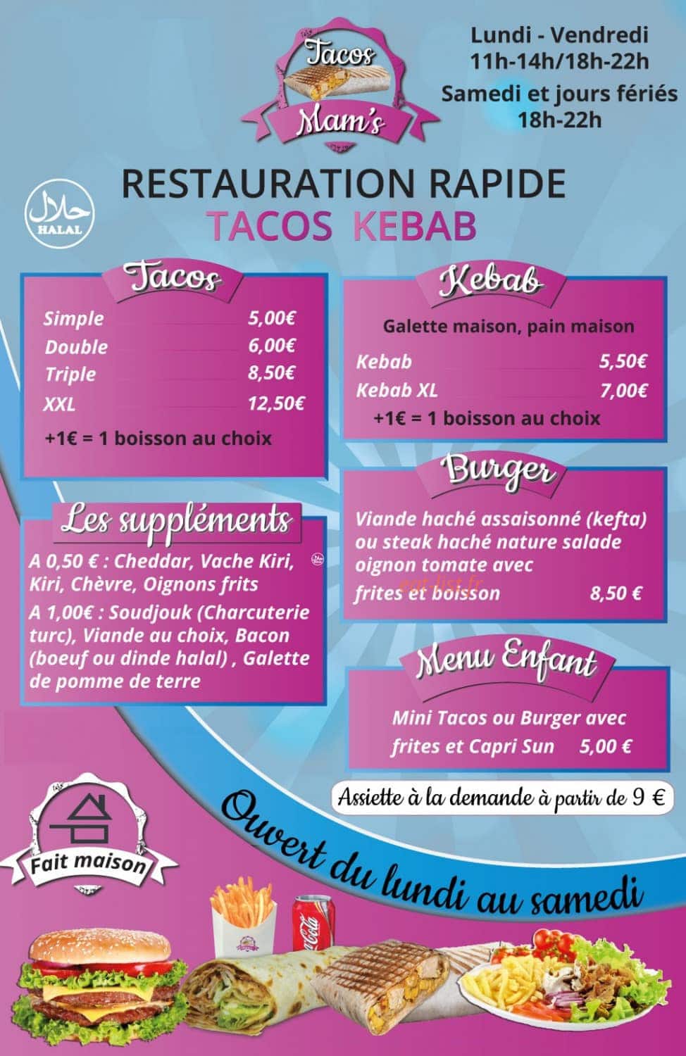 Mam's Tacos — carte page 1