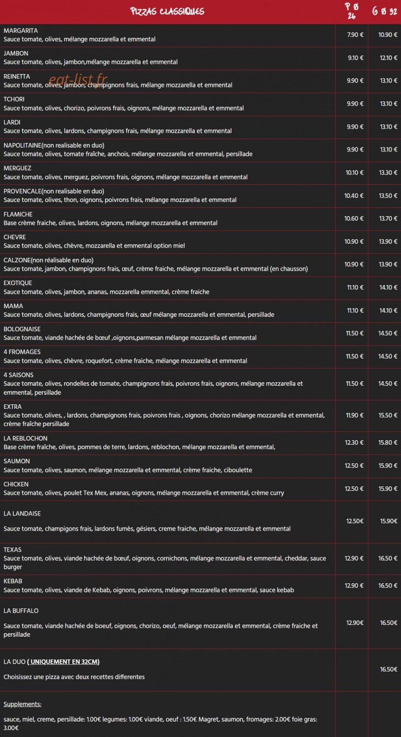 Mama Pizza — carte page 2