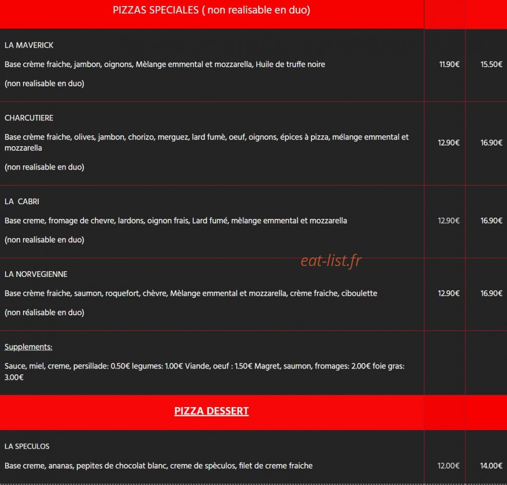 Mama Pizza — carte page 3