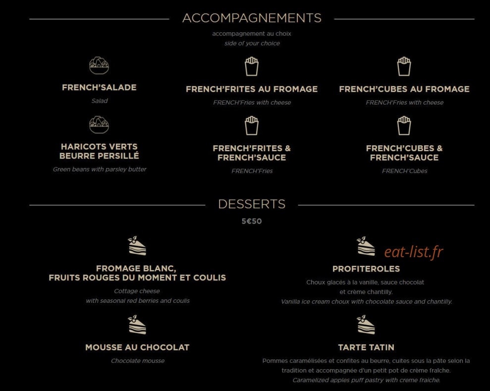 French Burgers — carte page 7