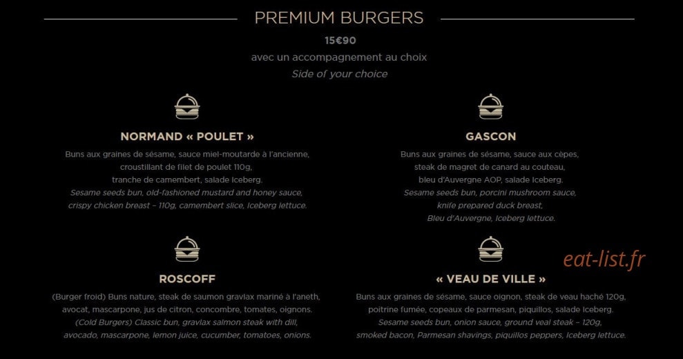 French Burgers — carte page 2