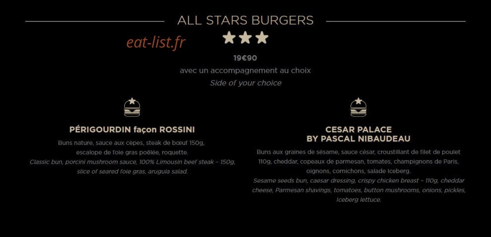French Burgers — carte page 3