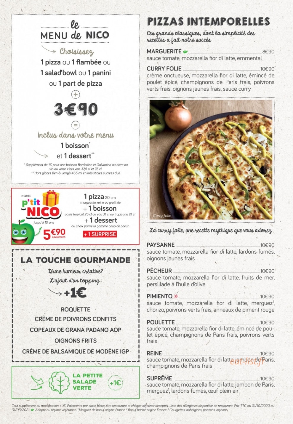 La Pizza de Nico — carte page 3