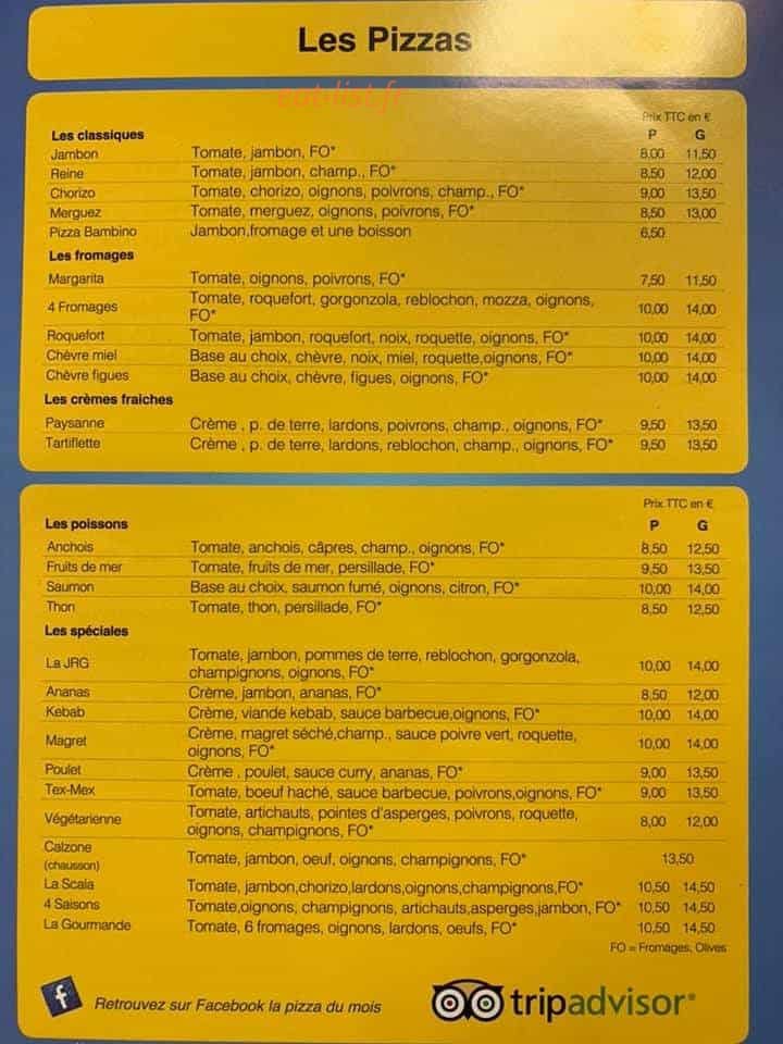 Le Pian Pizza — carte page 1