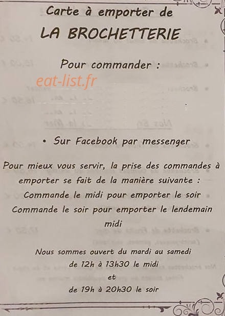 La Brochetterie — carte page 1