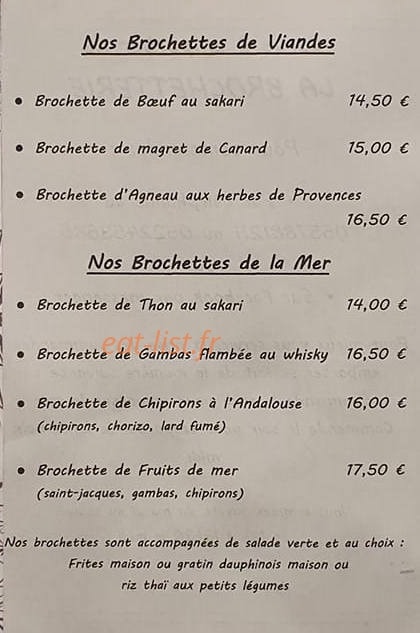 La Brochetterie — carte page 2