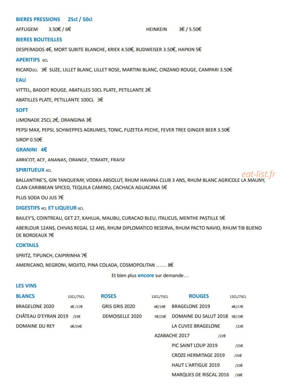 Bistrot Les Gondoles — carte page 2