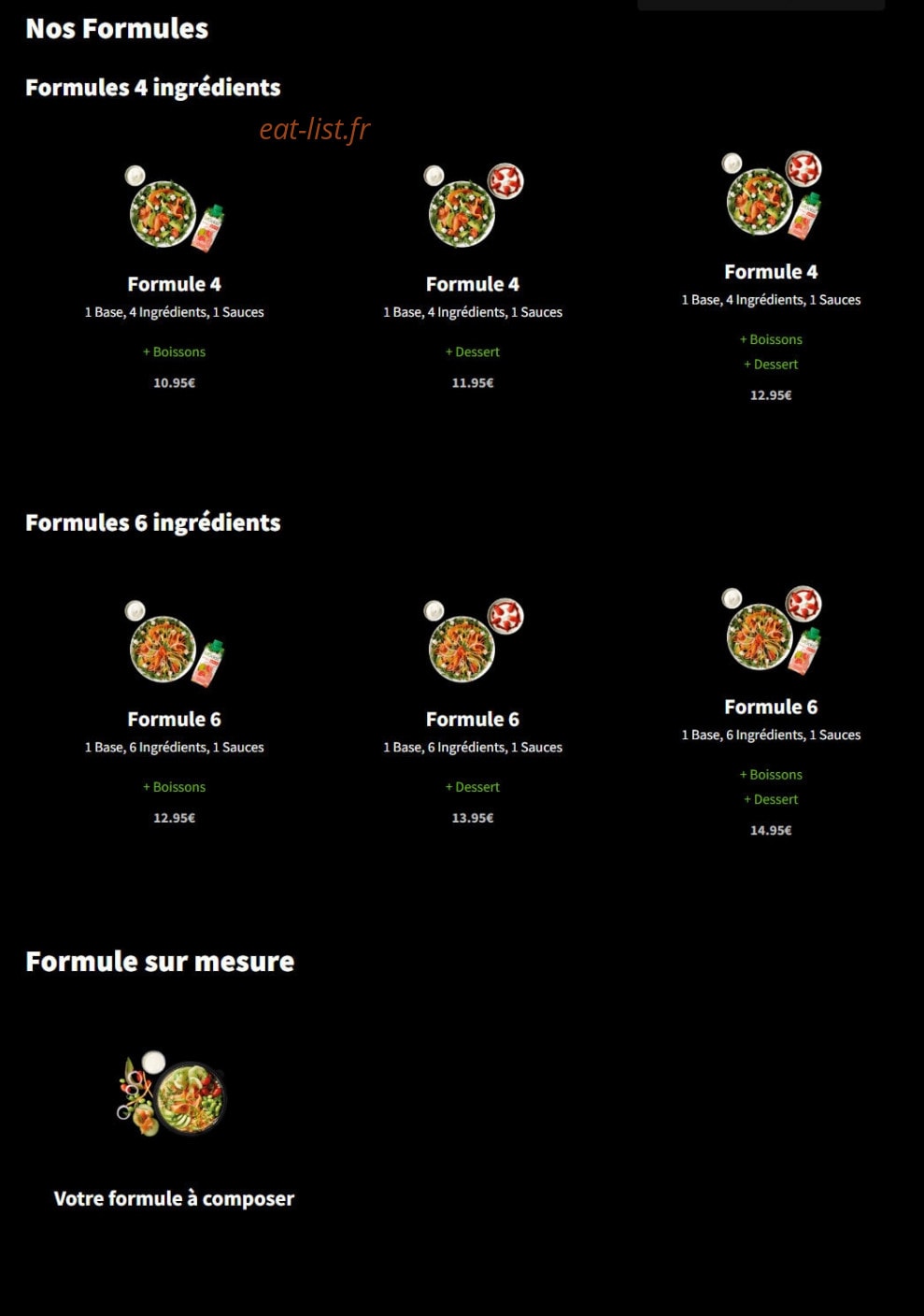 Eat Salad — carte page 1
