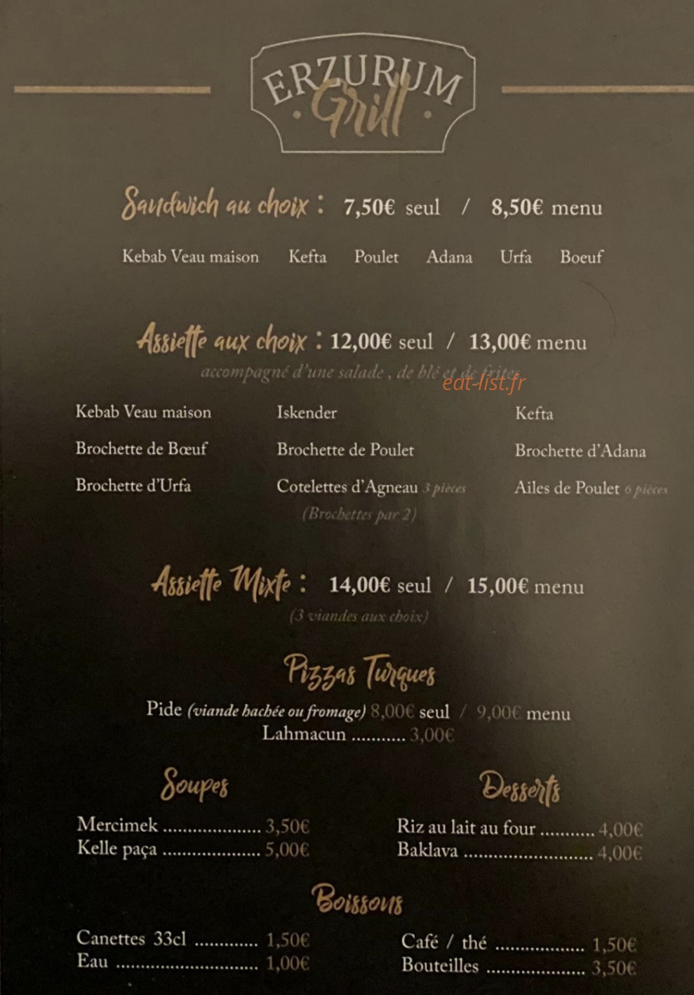 Erzurum grill — carte page 2