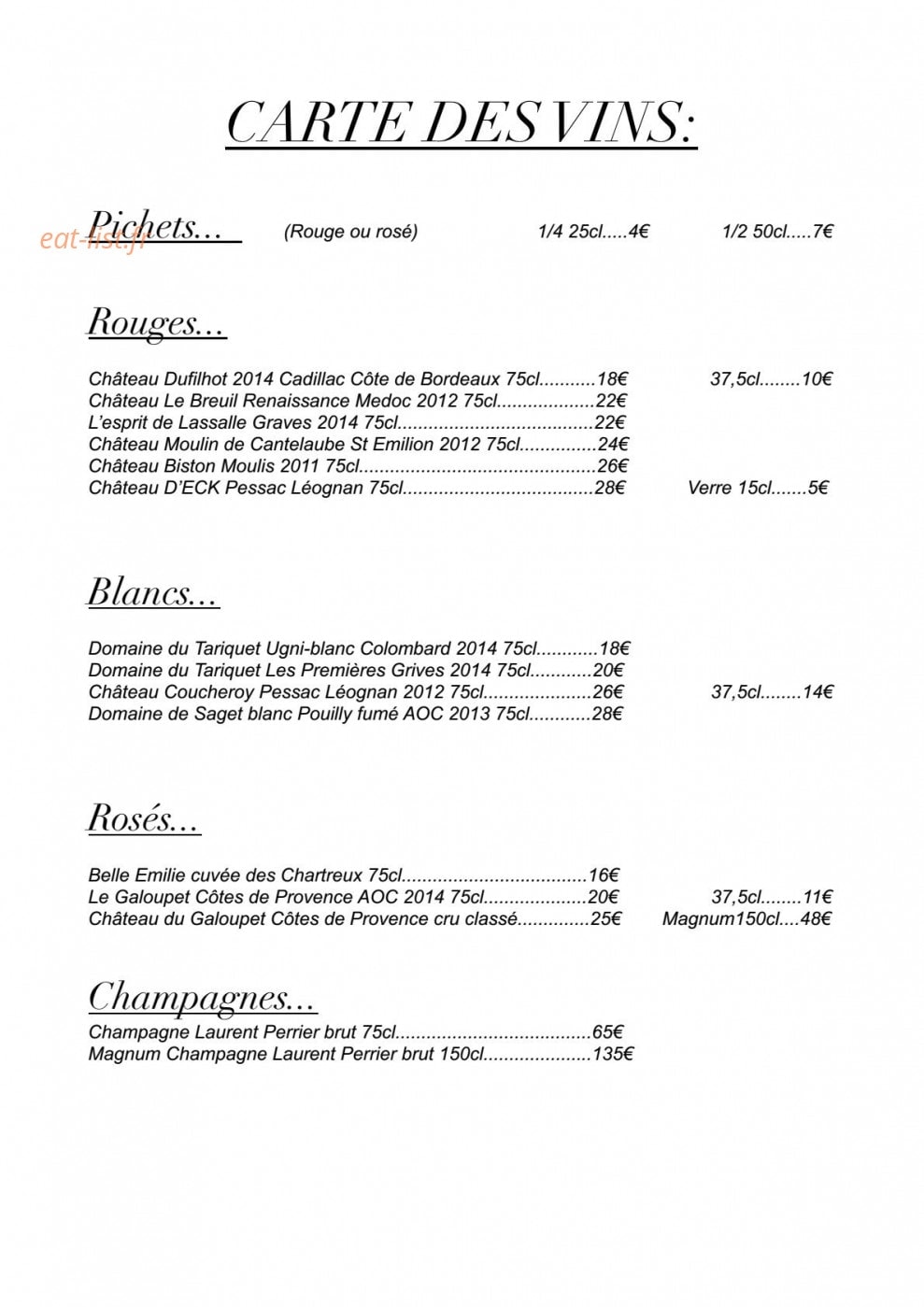 Bistrot de la Jalle — carte page 2