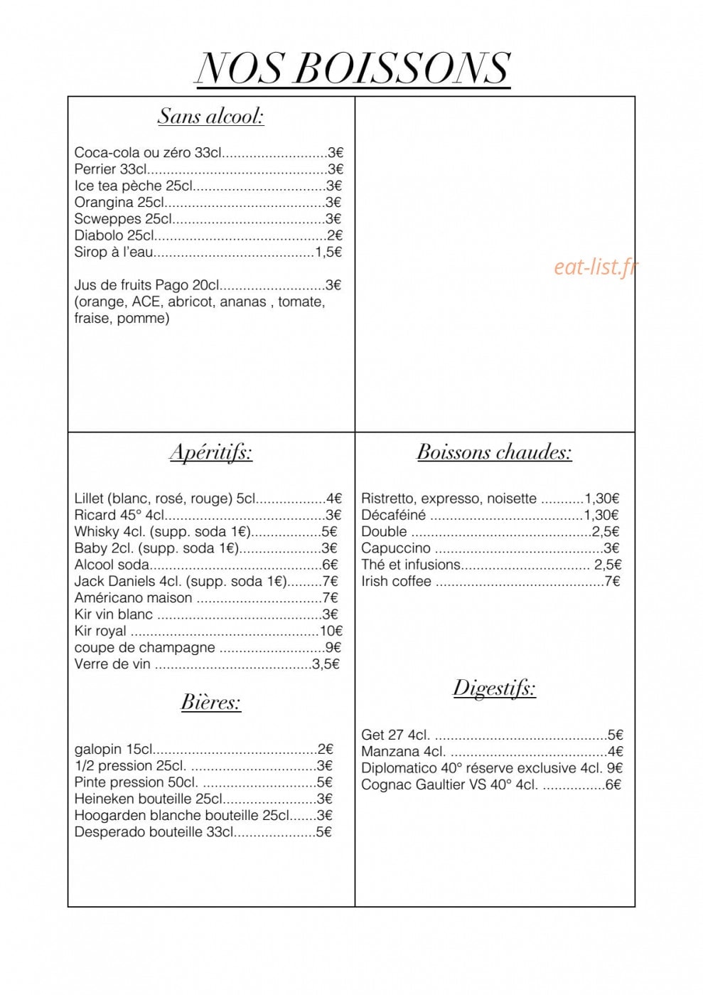 Bistrot de la Jalle — carte page 3