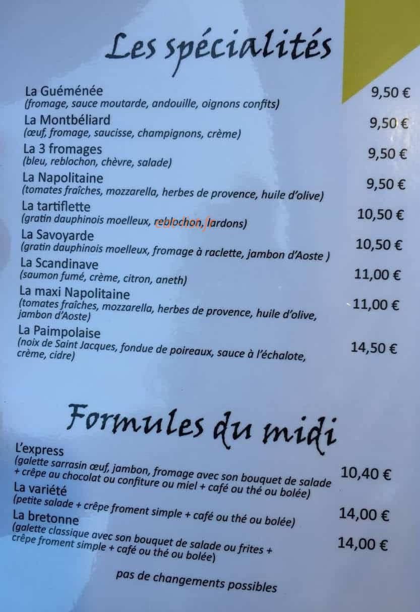 La Petite Creperie — carte page 3