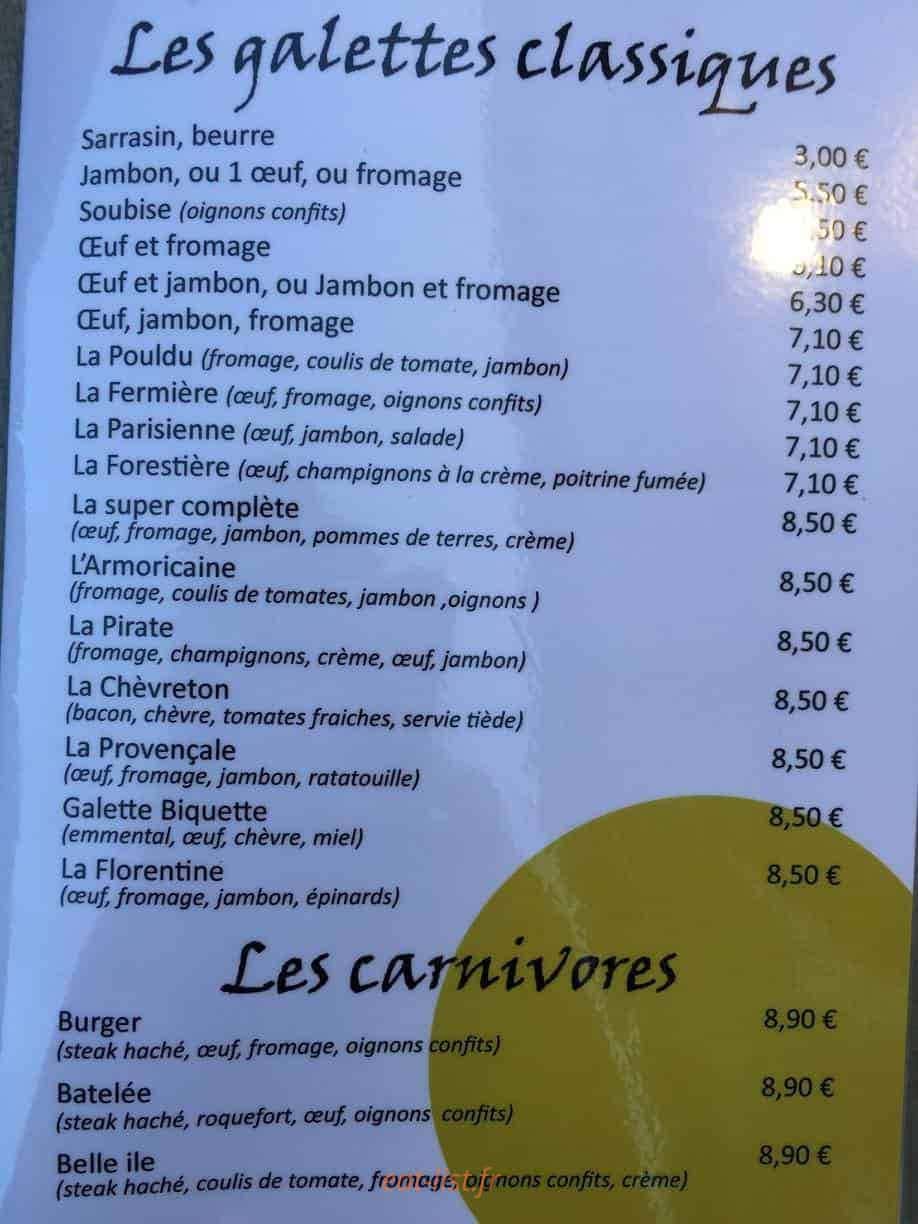 La Petite Creperie — carte page 2