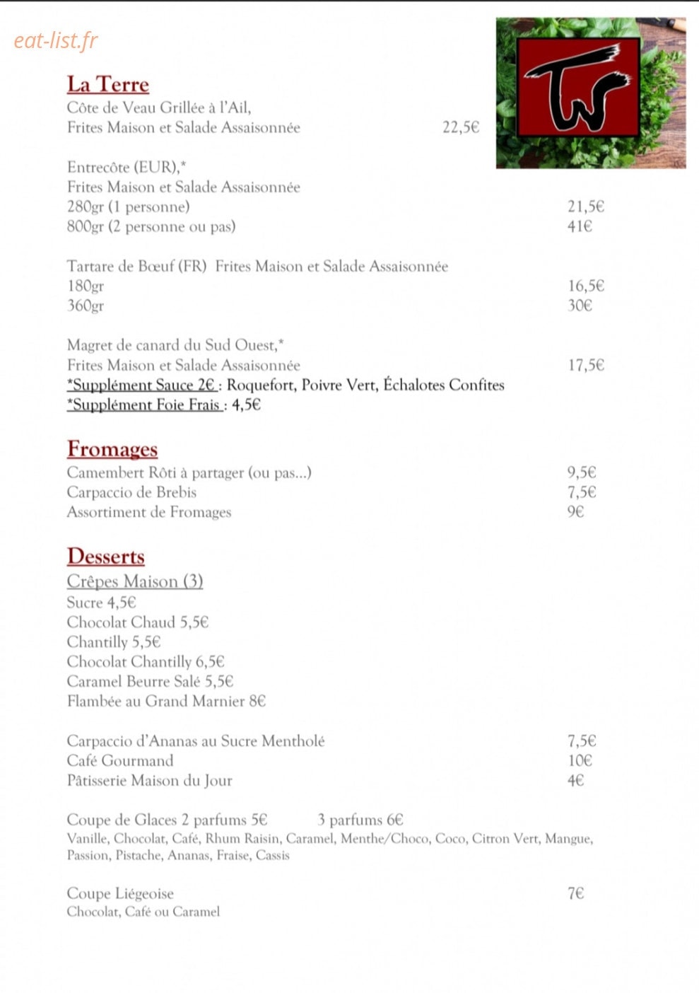 La Table de Willy — carte page 3