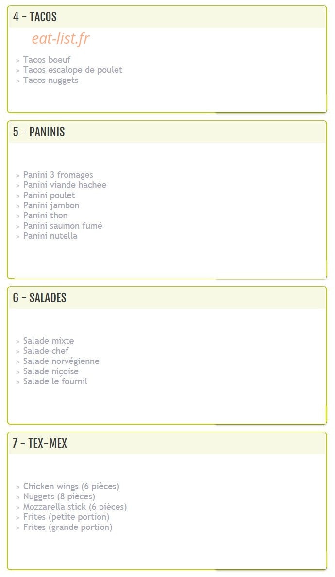 Le Fournil Chez Anis — carte page 2